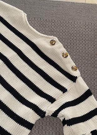 Massimo dutti бавовняний натуральний светр в смужку бавовна кофта хлопковый натуральный свитер в полоску хлопок вʼязаний вязанный 6