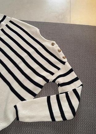 Massimo dutti бавовняний натуральний светр в смужку бавовна кофта хлопковый натуральный свитер в полоску хлопок вʼязаний вязанный 9