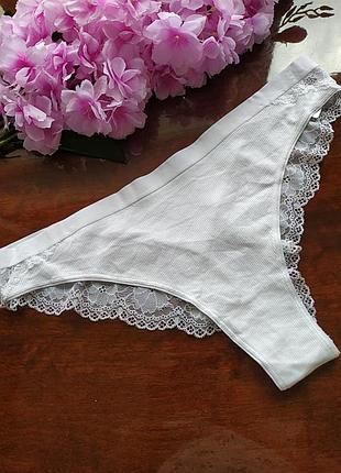Новые трусики бразильяны в рубчик с кружевом george, u9 16, eur 44, 2xl