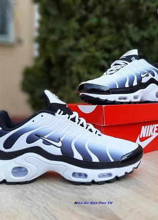 Nike air max plus tn білі з чорним текстиль комбматеріали топ (ліцензія) супер ціна