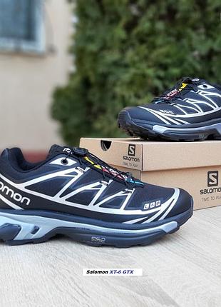 Salomon xt-6 gtx чорні з білим комбіновані матеріали топ