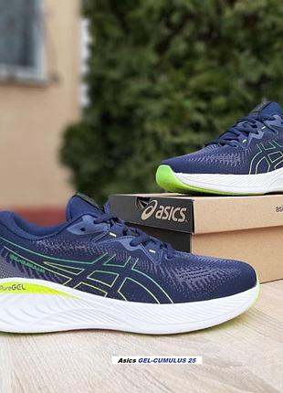 Asics gel-cumulus 25 сині з салатовим щільний текстиль топ