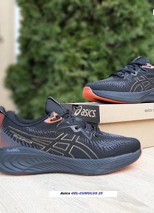 Asics gel-cumulus 25 чорні з помаранчевим щільний текстиль топ