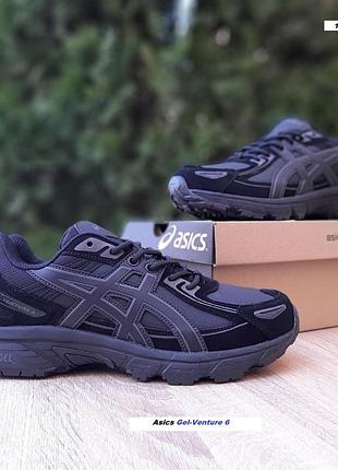 Asics gel-venture 6 чорні шкіразамша топ