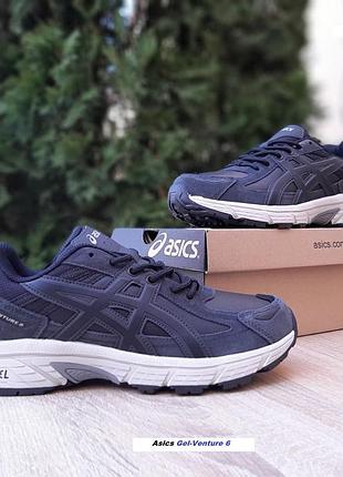 Asics gel-venture 6 чорні на білій шкіразамша топ