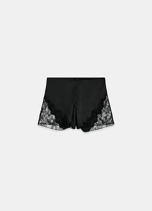 Атласные шорты с кружевом zw collection