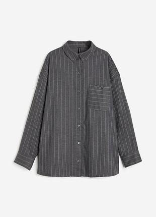Сіра сорочка в смужку h&m оверсайз