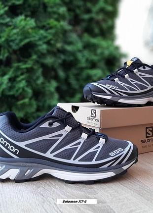 Salomon xt-6 сірі з білим текстилькомбіновані матеріали топ