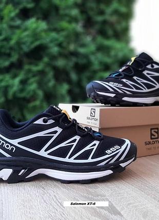 Salomon xt-6 чорні з білим текстилькомбіновані матеріали топ