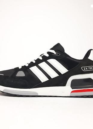 Adidas zx 750 великани чорні з білим замшатекстиль топ