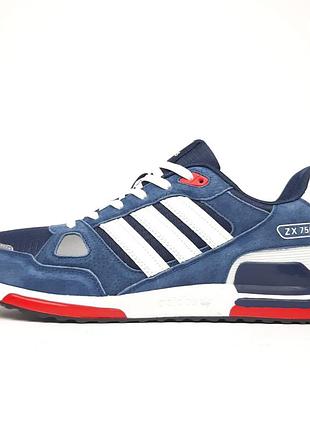 Adidas zx 750 великани сині з білим замшатекстиль топ