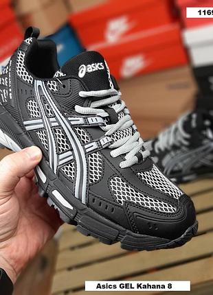 Asics gel kahana 8 sp чорні з білим комбіновані матеріали топ (ліцензія)