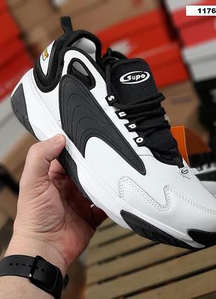 Nike zoom 2k supo (не бренд) білі з чорним комбіновані матеріали