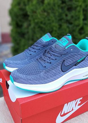 Nike flyknit lunar 3 серые с зеленым плотная ткань