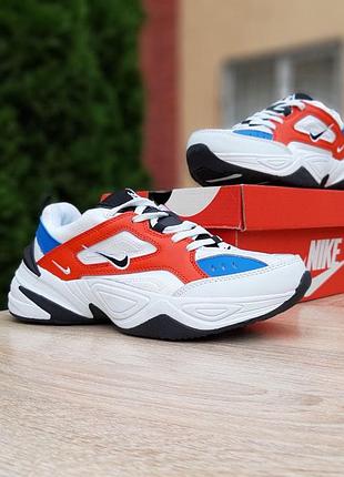 Nike m2k tekno белые с красным и синим кожа  топ