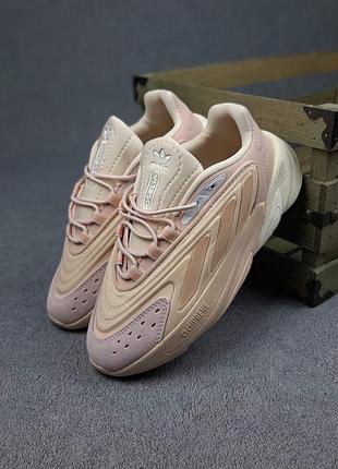 Adidas ozelia пудровые с бежем текстиль замша топ лицензия фирм корбки