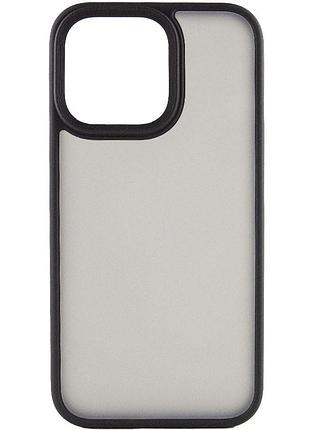 Накладка-чехол metal buttons для apple iphone 14 pro max (айфон 14 про макс) прозрачно-матовый, с металлическими кнопками black