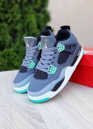 Nike air jordan 4 високі сірі з салатовим шкіра топ