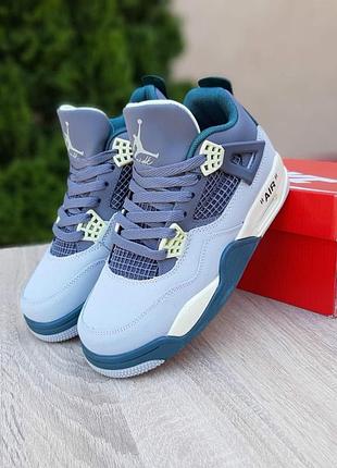 Nike air jordan 4 високі сірі з зеленим шкіра топ