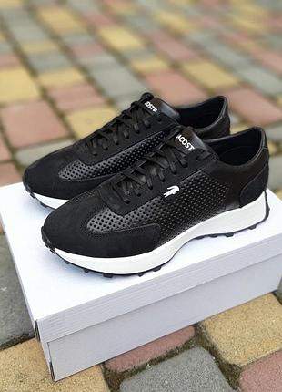 Lacoste чорні натуральна шкіра з перфорацією