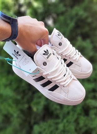 Adidas campus x bad bunny білі з чорним замша топ +мішок та шнурки