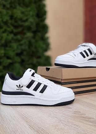 Adidas forum low білі з чорним шкіра топ