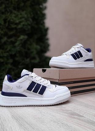 Adidas forum exhibit low бежеві з синім прес шкіра супер ціна