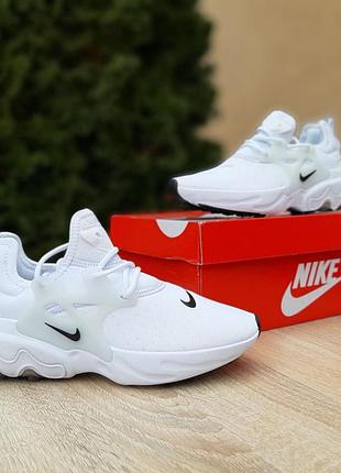 Nike react presto білі з чорним щільний текстиль топ