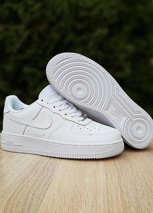 Nike air force 1 білі на білій шкіра топ (ліцензія)