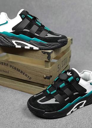 Adidas niteball чорні з зеленим комбінований матеріал