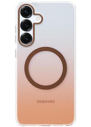 Стильный чехол tpu, pc phantom matte с magsafe для samsung galaxy s25 матовая прозрачность rose gold