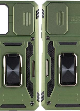 Ударопрочный чехол camshield army ring для xiaomi redmi note 11 (global) / note 11s / note 12s оливковый / army green