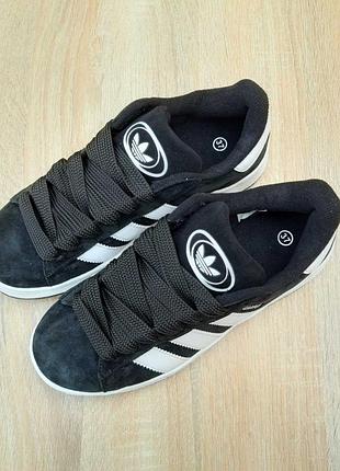 Adidas campus чорні з білим замша топ супер ціна