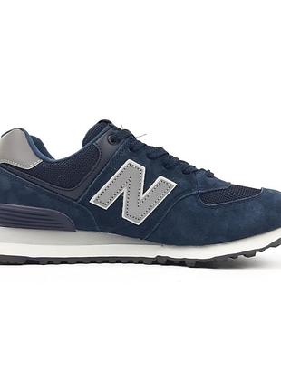New balance 574 сині (сіра n) замшасітка супер ціна