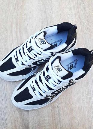 New balance 530 чорні з білим комбіновані матеріали топ