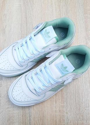 Adidas forum low білі з бірюзою шкіра