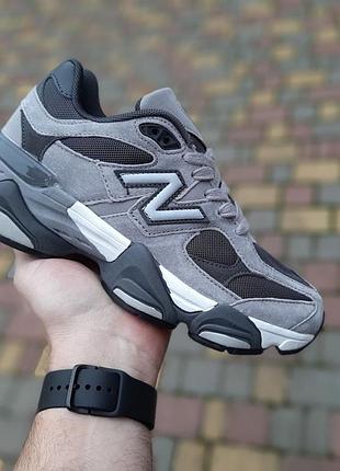New balance 9060 темно сірі з сірим замшасіткатекстиль