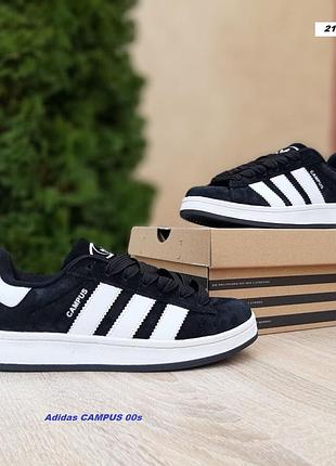Adidas campus 00s чорні з білим замша топ супер ціна
