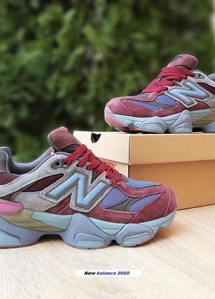 New balance 9060 бордові з блакитним замша топ