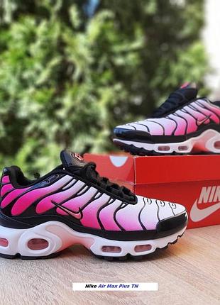 Nike air max plus tn білі з рожевим текстиль комбматеріали топ (ліцензія)