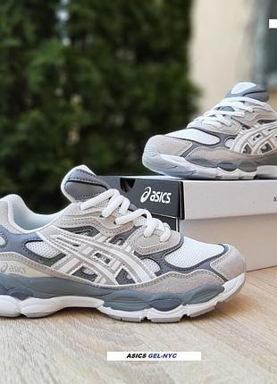 Asics gel-nyc білі з сірим замшатекстиль топ (ліцензія)