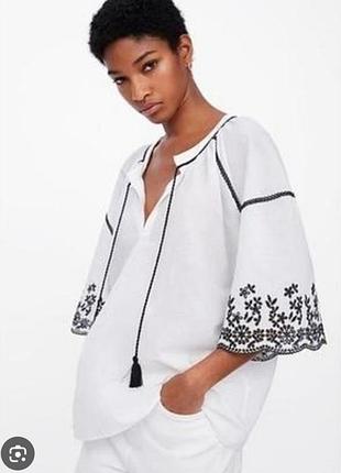Блуза женская zara хлопковая с вышивкой (микронюанс) 🔥 распродаж вещей от 25 гривен 🔥