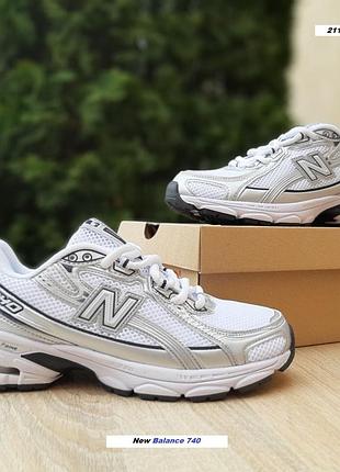 New balance 740 білі з темно синім текстильсітка