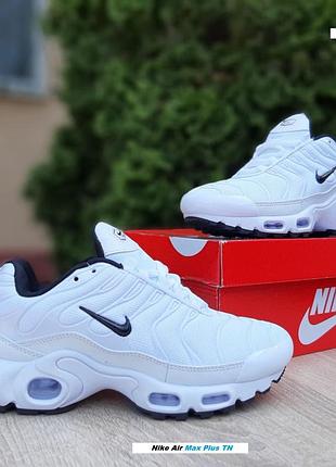 Nike air max plus tn білі з чорним текстиль комбматеріали топ