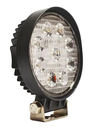 Светодиодная led фара d1 круглая рабочая 27w 60° (9×3w диодов, ø115×128×55 мм) для авто и спецтехники