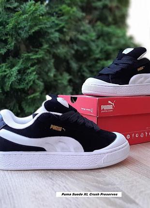 Puma suede xl crush preserves чорні на білій замша топ (ліцензія)