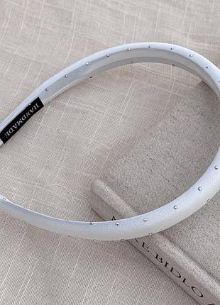 Обруч для волос трендовый серый в стразах swarovski винтажный y2k мягкий объемный (hb341)