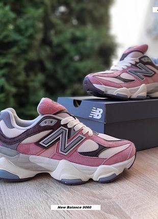 New balance 9060 cherry blossom бежеві з рожевим замшасіткатекстиль топ (ліцензія)