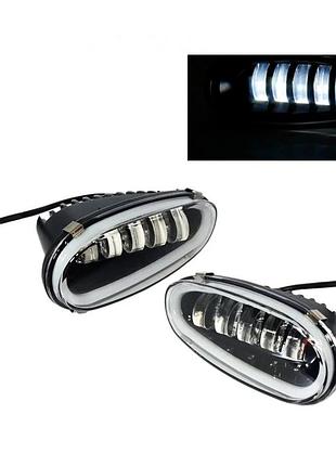 Led протитуманні фари daewoo lanos / sens (ланос) з дхо (drl) 50w світлодіодні птф light x комплект