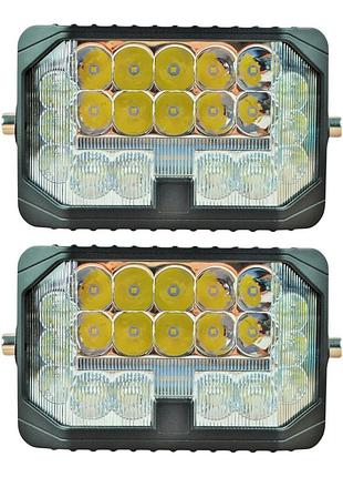 Комплект led фар 96w 6000k прямоугольных (дальний+ближний+желтый свет, 2 шт.)